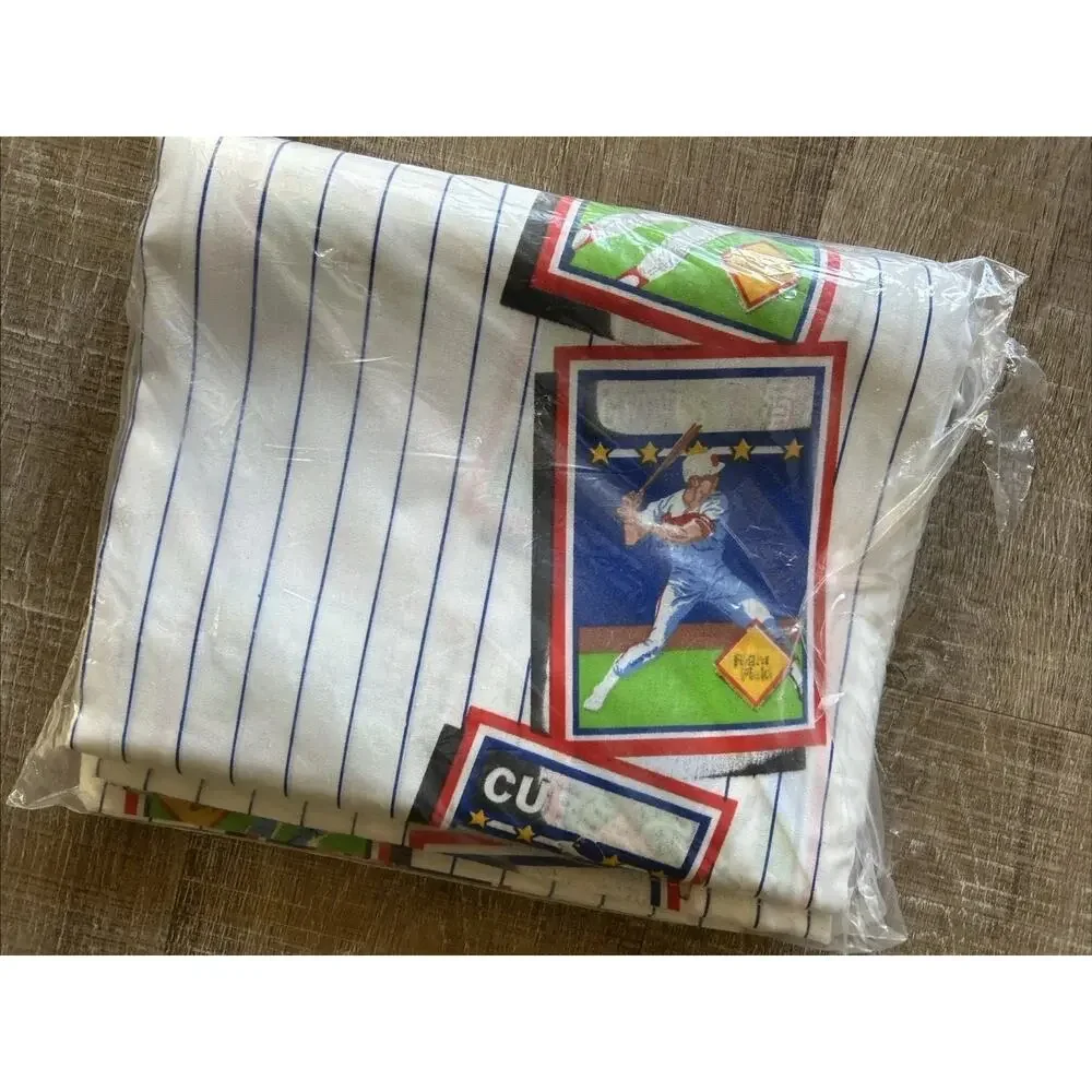 Vintage Baseball Twin Flat Sheet 80s MLB Expos Red Sox NOS USA Sports Bedding
